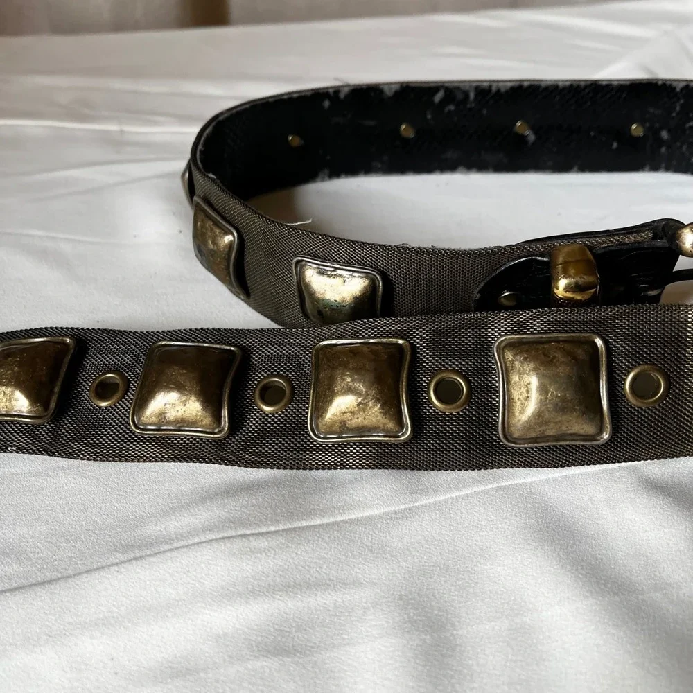 Nanni Milano 80/32 Studded Mesh Leather Belt Italy 1.5